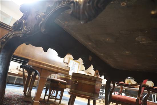 An impressive George II walnut and marble topped centre table, c.1740-50, W.5ft 4in. D.3ft 1.5in. H.2ft 10in.